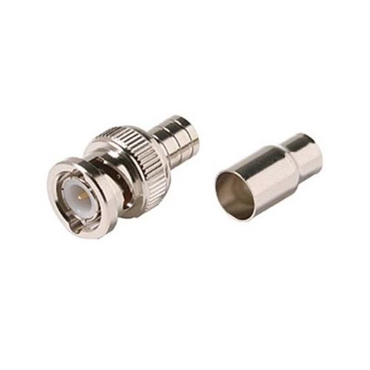 Eagle RG58 BNC Coaxial Connector Crimpon 2-Piece Plug Commercial Grade 50 Ohm Coaxial Male Plug Adapter Crimp-On BNC Connector Standard Converter, RF Digital Commercial Audio Video Coax Component