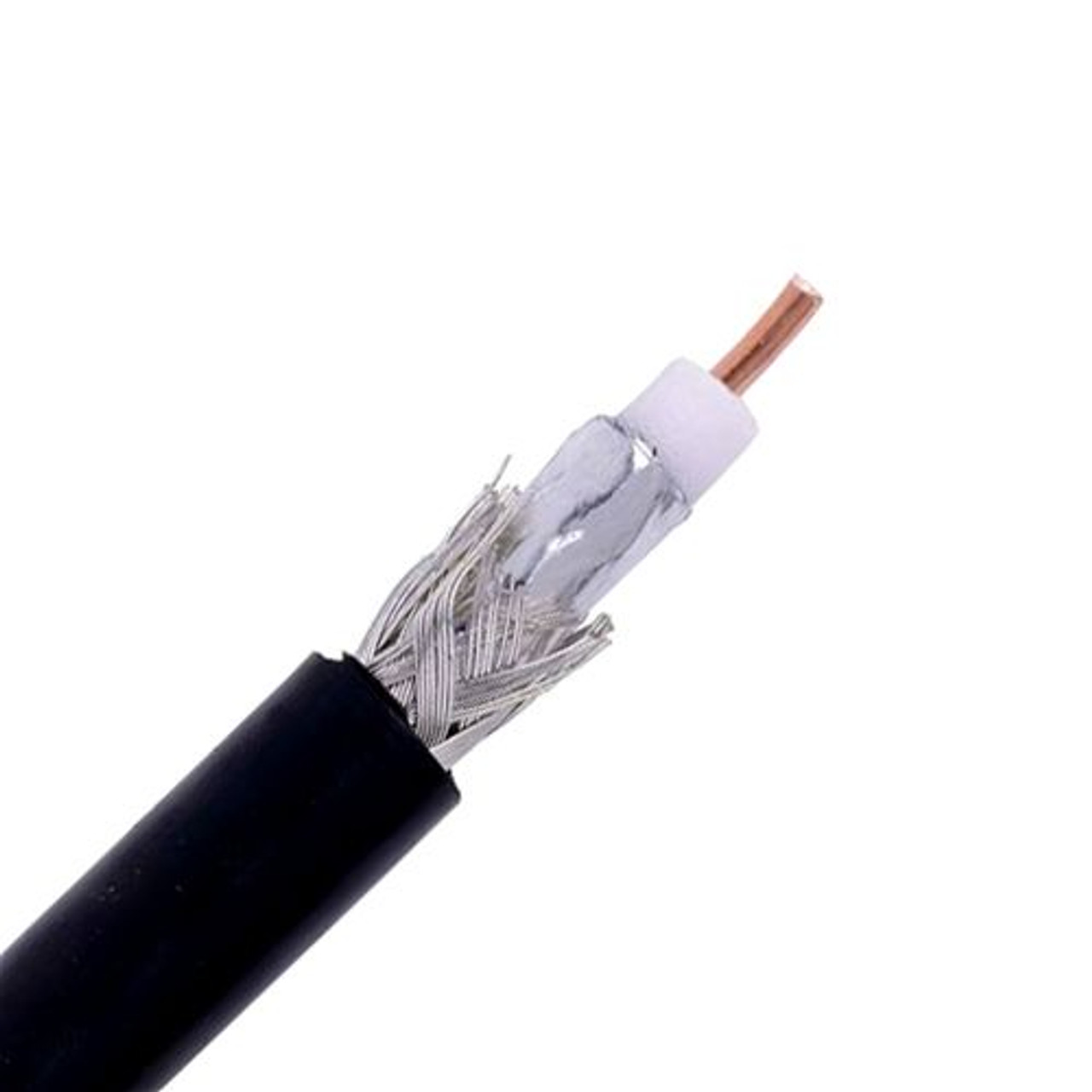 Eagle RG58 Coaxial Cable Black 100' Ft 75 Ohm 20 AWG CCS Solid Conductor Foil Shield Braid Bulk Coil Coaxial Cable MATV RF Signal Black Copper Clad Steel Antenna Digital HDTV Signal Line