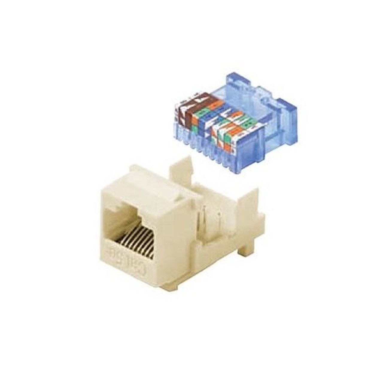 Eagle CAT5E Keystone Jack Insert Almond RJ45 Tooless Connector CAT-5E Network 8P8C RJ-45 QuickPort 8 Wire Twisted Pair Modular Telephone Wall Plate Snap-In Insert Computer Data Telecom