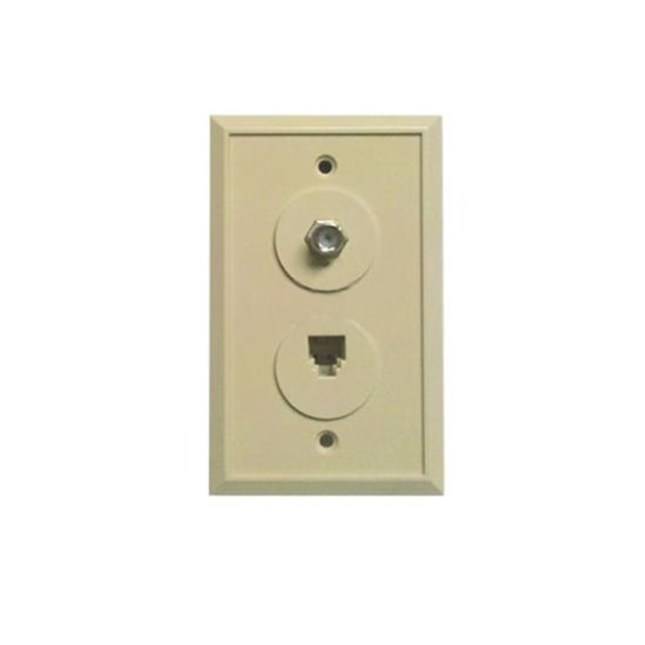 Eagle Phone Wall Plate F Type Jack Ivory RJ11 Coaxial Combo F-81 Textured F Coax Wall Plate RJ-11 Modular Data Line Audio Signal Video 75 Ohm Coaxial Cable Plug, 2 Device Outlet Cover, Part # Woods 0968I