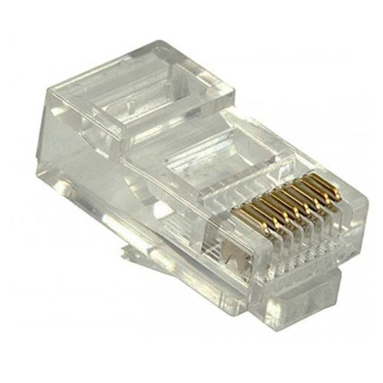 Eagle CAT5e Modular PLug Network Connector 100 Pack Round Stranded RJ45 8P8C 50 Micron Gold Plated Contacts 8P8C Round Stranded Connector 8 Pin Contacts Male Network Computer Ethernet