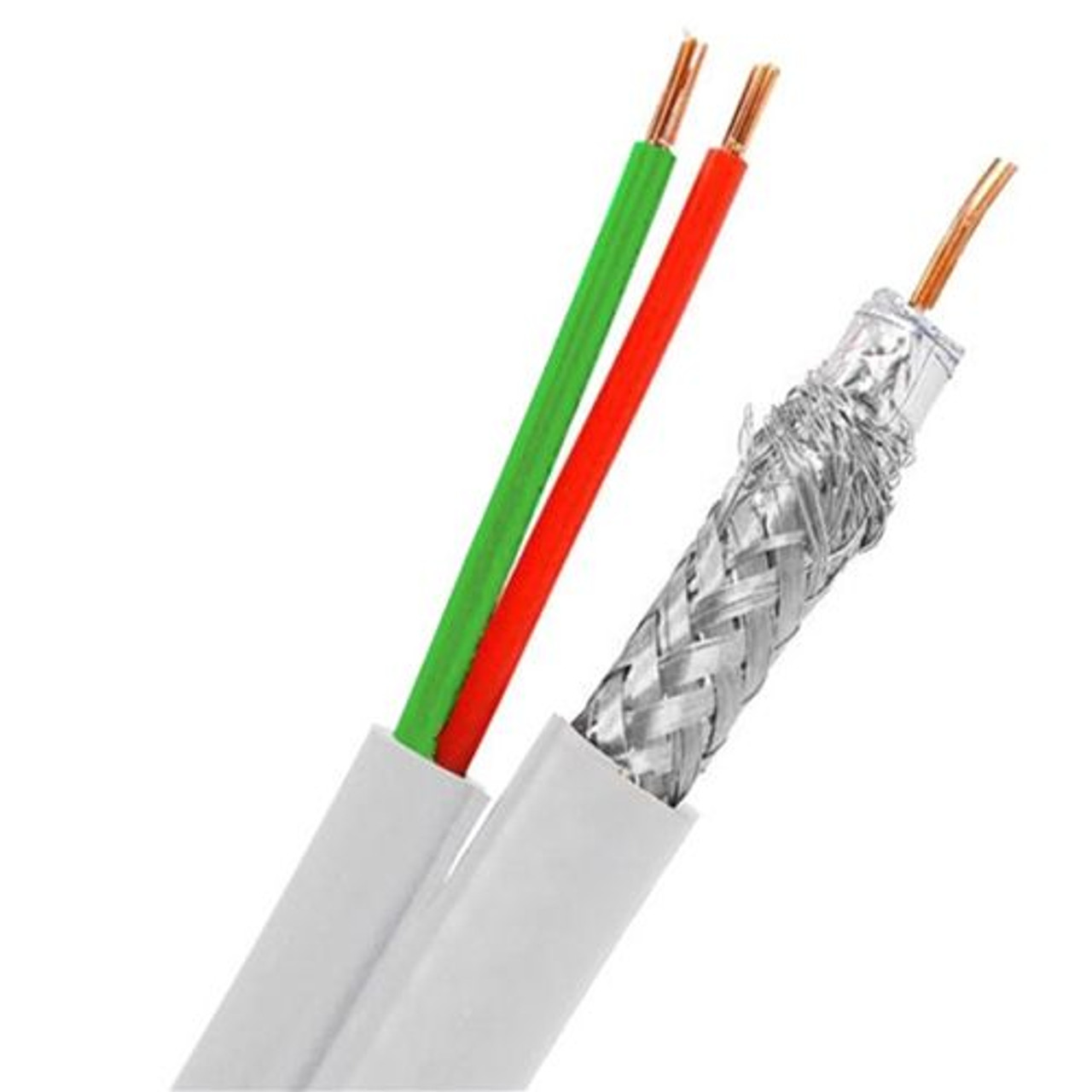 Eagle 39W2P 500' FT RG6 Coaxial Cable 18 AWG Solid Bare Copper Center Siamese With 22 AWG 2 Conductor White Data Telephone Security, Part # 29W2P