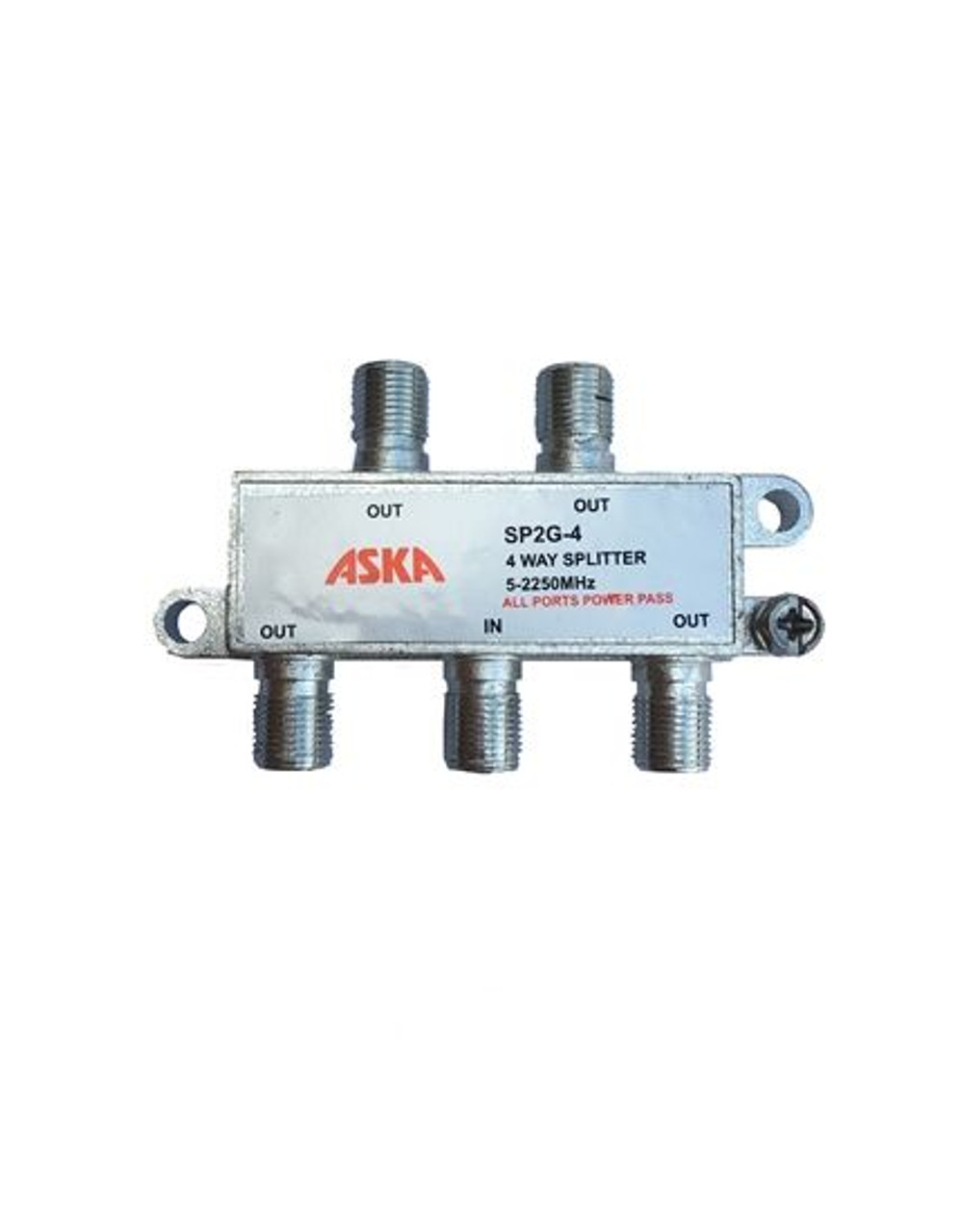 ASKA SP2G-4 4 Way Splitter All Port Power Passive 5-2150 MHz 130dB RFI 2 GHz Coaxial Video Audio Satellite