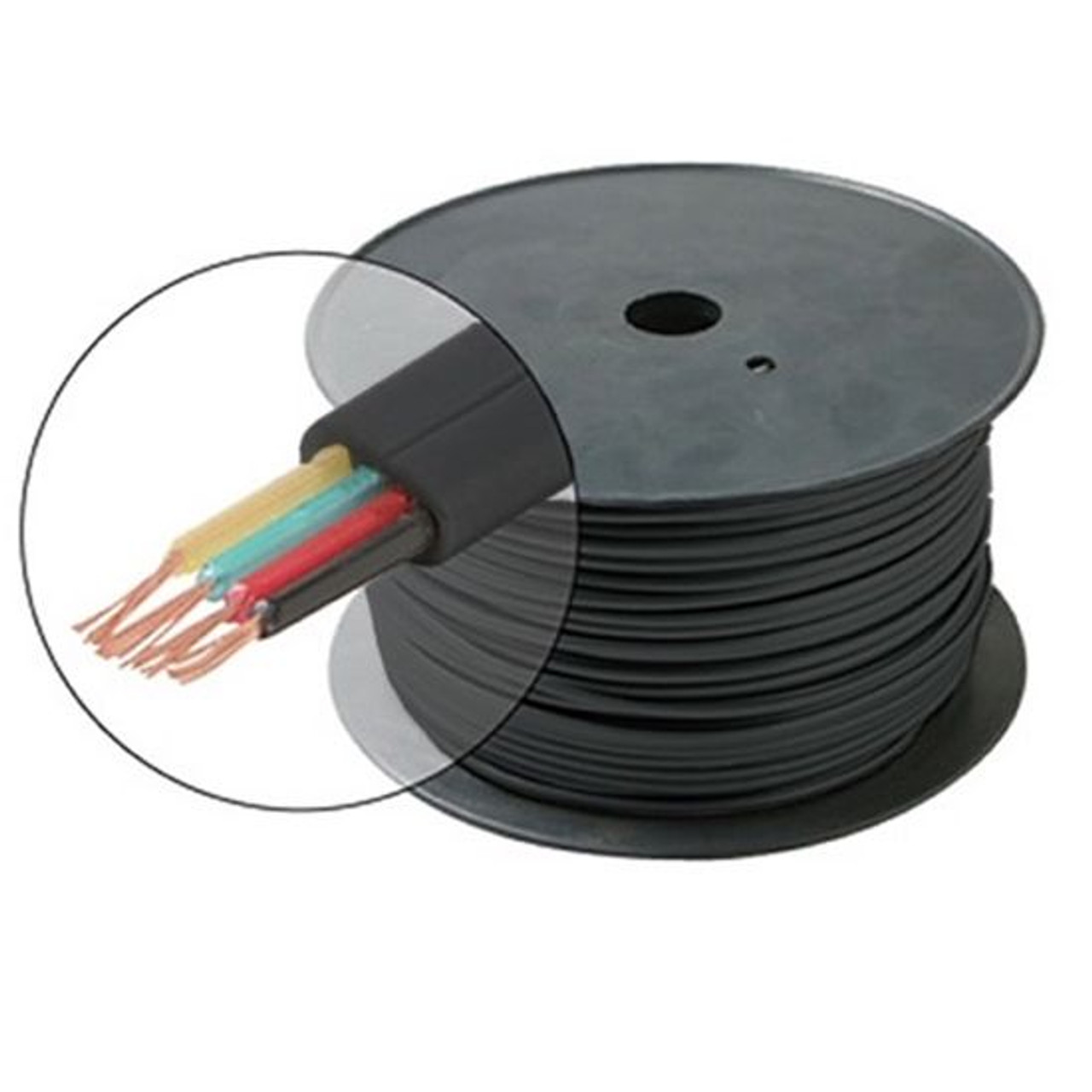 Eagle 500 FT Telephone Cable Black 4 Conductor Flat Modular 28 AWG Stranded Copper Telephone Line Audio Data Signal Jack RJ-11 Hook-Up Extension Cord, Bulk Roll with No Connectors, Part # 300840-BK