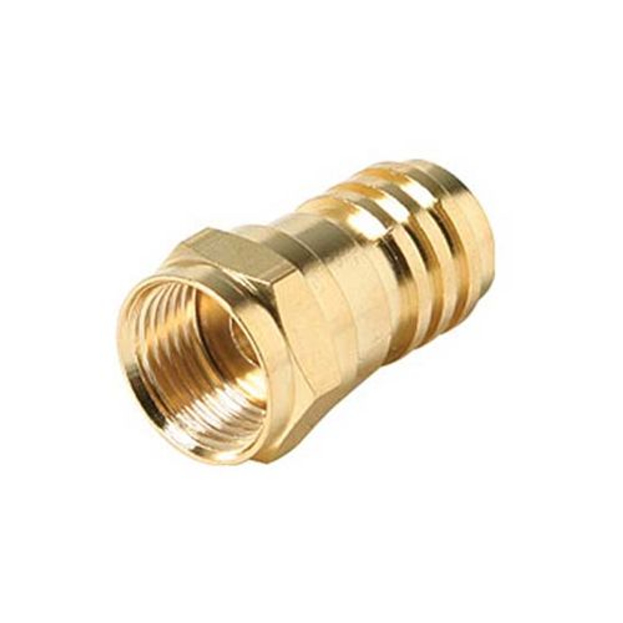 Eagle RG59 F Coaxial Connector 10 Pack Gold Hex Crimp On Cable TV Antenna Video Data Plug Connectors