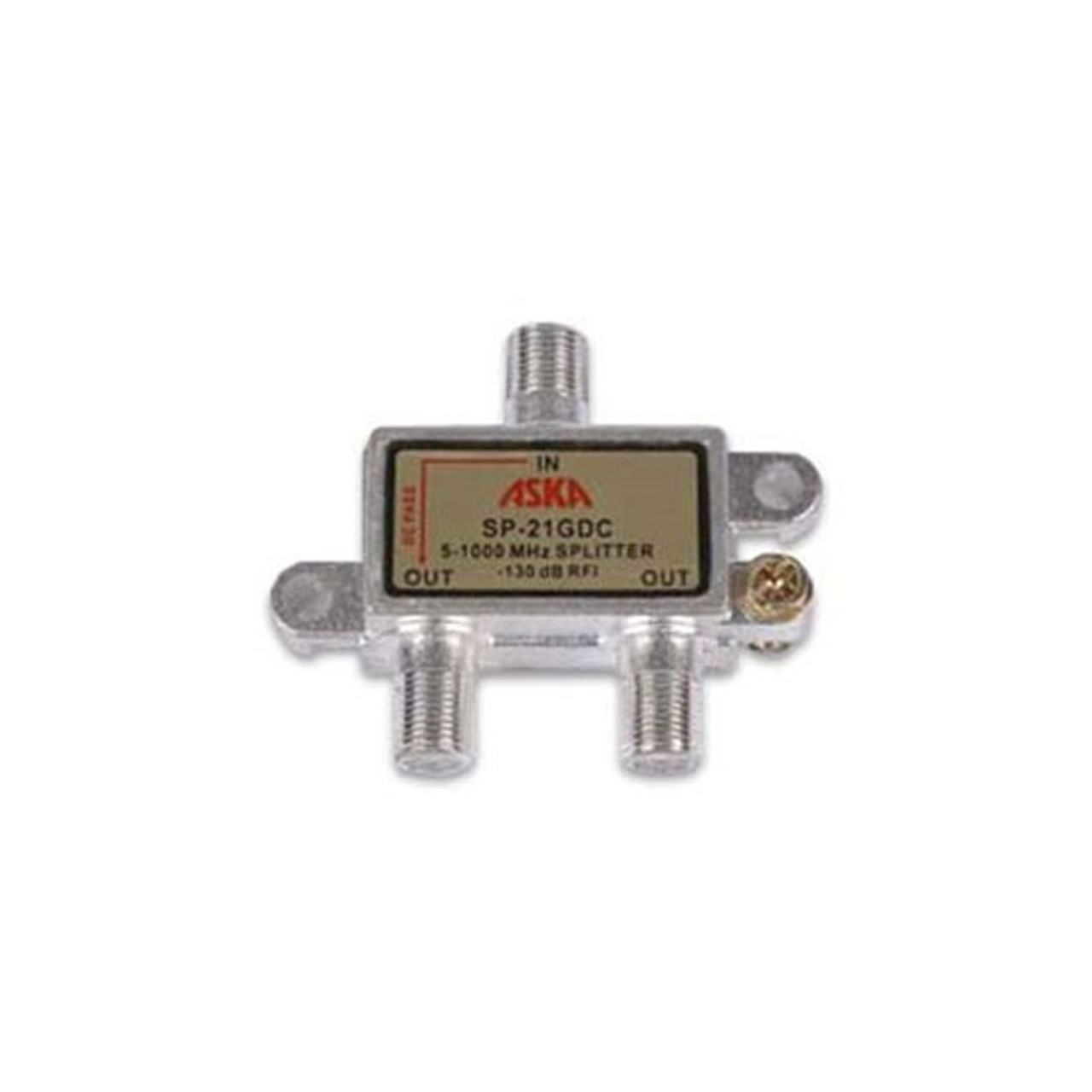 Aska SP-21GDC 2 Way Splitter 5-1000 MHz 1 GHz 1 Port Power Passive Low Band RF Shielded F-Type High Frequency Video Coaxial Cable Digital Receiver TV Antenna Signal Combiner 5-1000 MHz F-Splitters