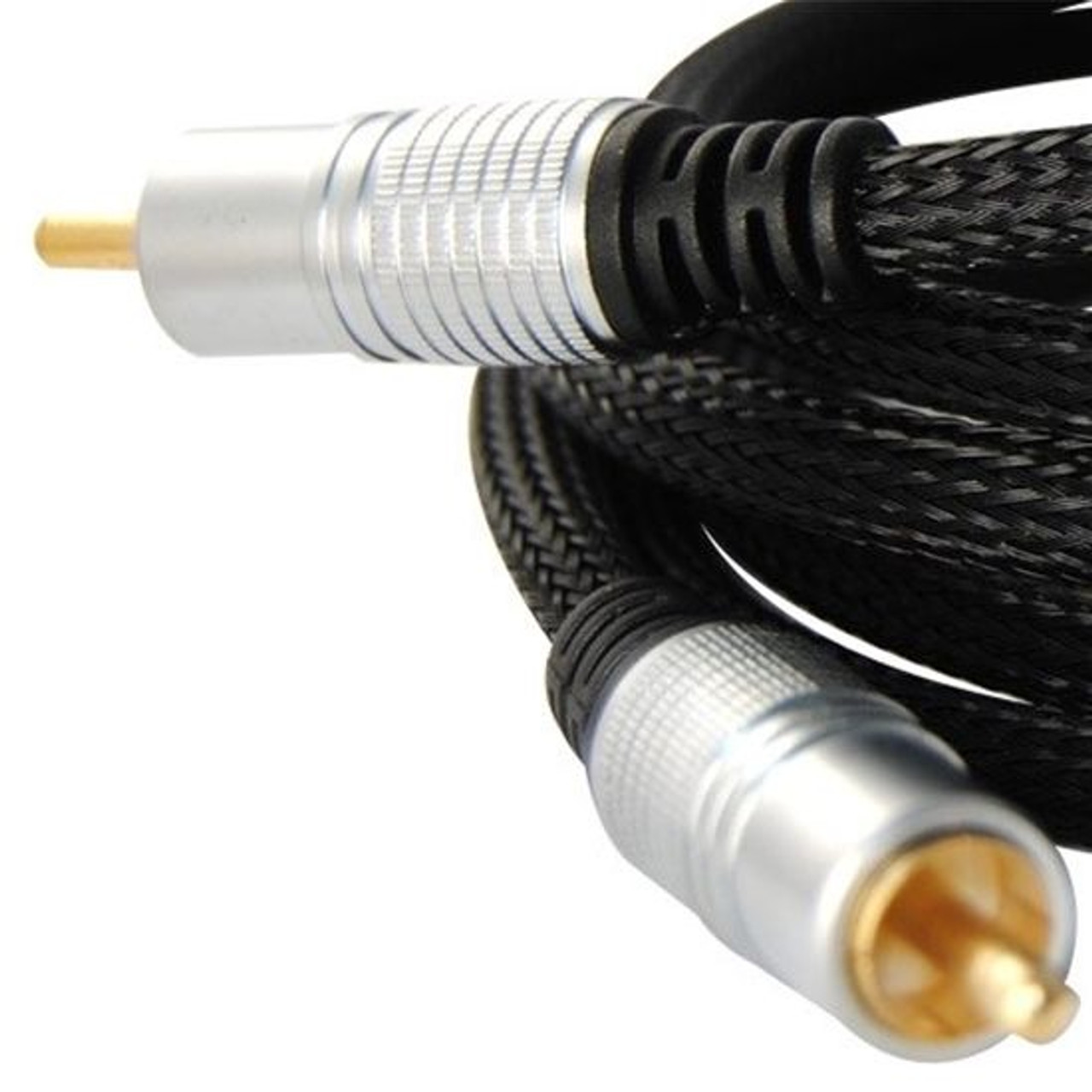 Eagle 12 FT RCA Male To Male Subwoofer Audio Cable Black Dual Shielded Gold