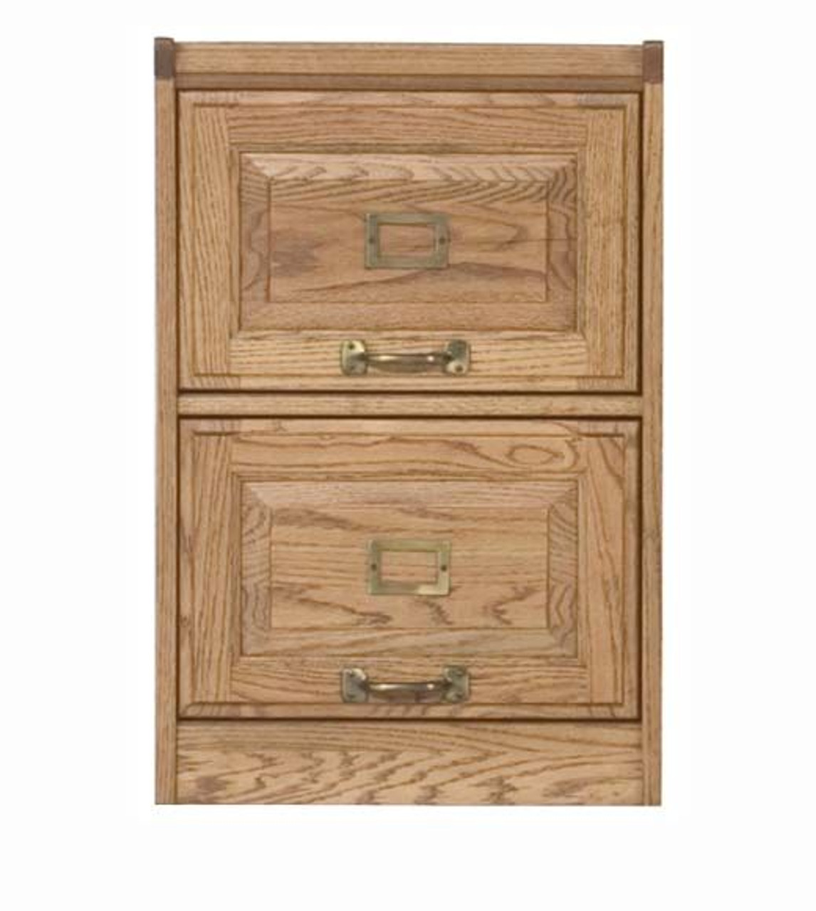 Eagle 18.5 x 28.5" Engineering Classic Oak American Traditional Home Office Solid Wood File Cabinet with 2 Easy Slide Drawers, Brass Hardware Trim, Available in All Stain Options, Part # E-16002