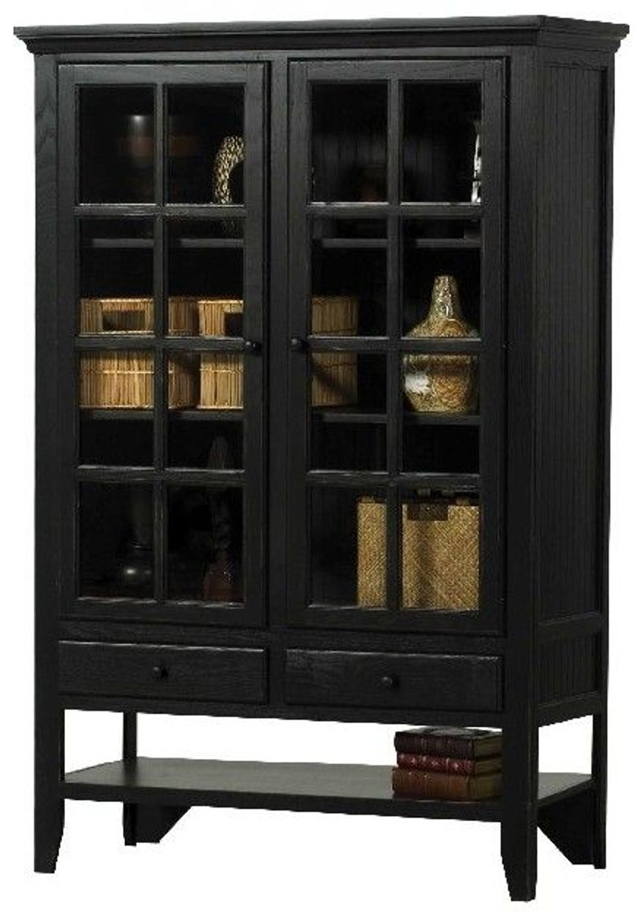 Eagle 49.75 x 74" Curio Display Hutch Linden Sedona Solid Hardwood Home Furniture Glass Cabinet with Matching Painted Hardware, Straight Leg Design, 2 Adjustable Wood Shelves, 2 Drawers and Open Bottom, Part # E-77001