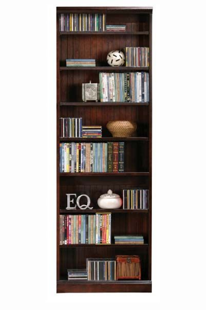 DVD Media Storage Cabinet 7 Shelf Bookcase 24 x 72" Coastal Solid Poplar and Birch Wood Painted Hardwood Home Office Furniture, Shown in Caribbean Rum, Eagle Part # E-72072