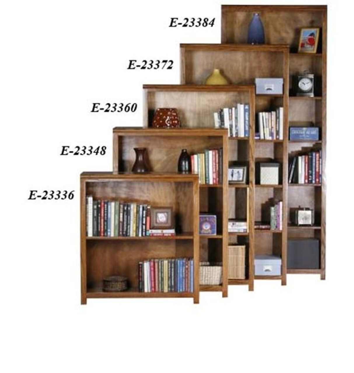 Adler 32 x 48" Bookcase Traditional Solid Wood Book Case Student College Dorm Bookcase with 2 Fixed Book Storage Shelves, Oak Stain Finishes Available, Eagle Part # E-23348