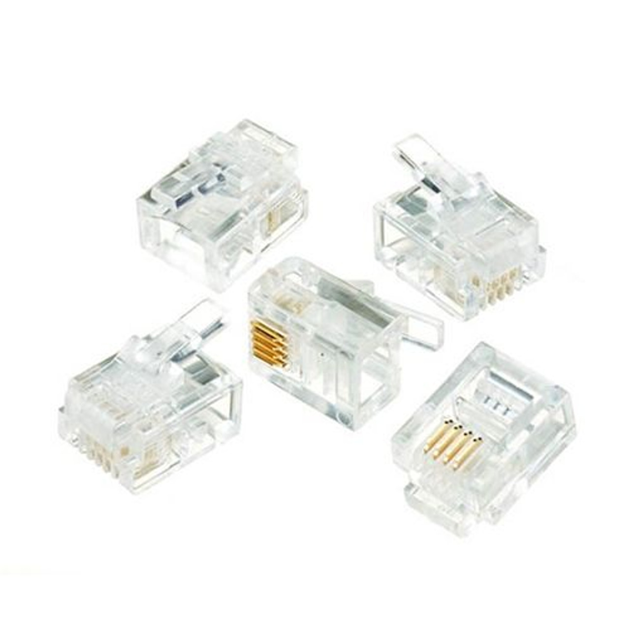 Eagle RJ11 Modular Plug Connector 10 Pack 6P4C 4 Conductor Flat Stranded 24 26 AWG Gold