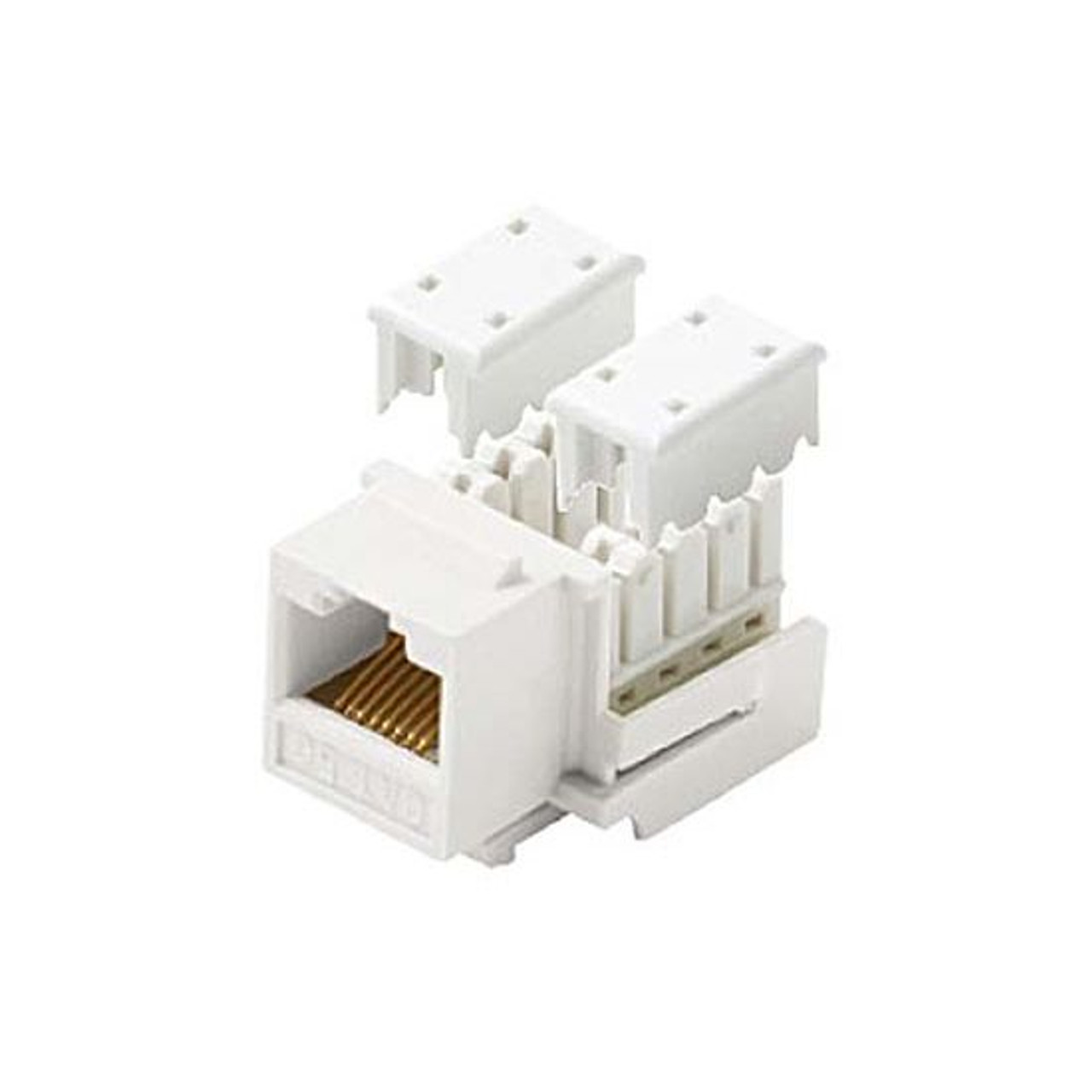 Eagle 10 Pack CAT5e RJ45 Keystone Insert Jack White 10 Pk Modular Ethernet RJ-45 Connector CAT 5e Network 8P8C 8 Wire Twisted Pair 90 Degree Modular Telephone Wall Plate Snap-In Insert Data Telecom