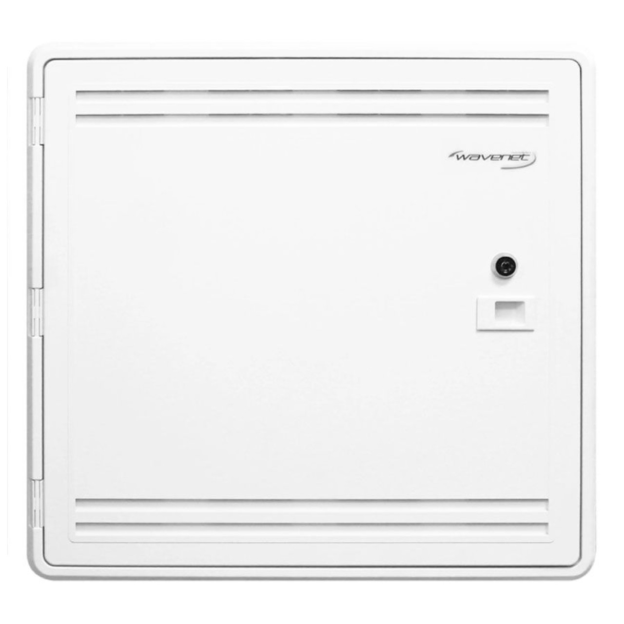 Structured Wiring Enclosure Panel 15 Inch White Plastic for Low Voltage Wi‐Fi Friendly Home with Lockable Hinged Vented Door WHWS15AE