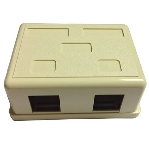 Surface Mount Plastic Enclosure Box 2 Port Jack Block Junction Ivory Modular Network Telephone Jack Data Outlet