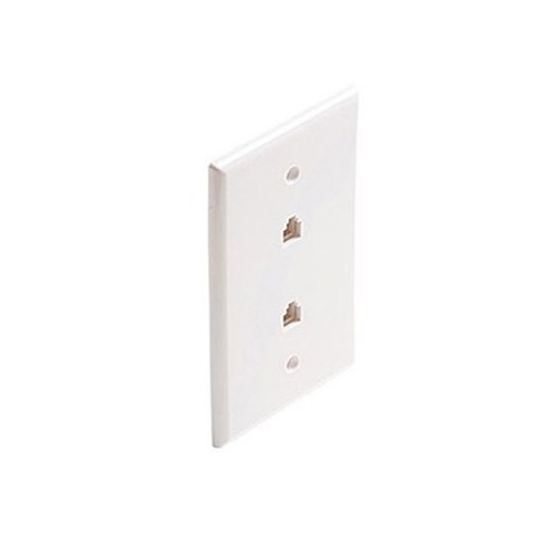 Eagle Dual Telephone Wall Plate White RJ12 6 Conductor Wire Jack 2 Port Decora Duplex Flush Mount Modular Double Data Line Twin Outlet Plug Jack Cover