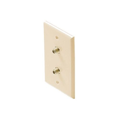 Steren 200-252IV Dual F-81 Wall Plate Ivory Coax Cable Duplex Video Flush Mount A/V Signal Antenna Coaxial Cable with 75 Ohm Plug Jacks