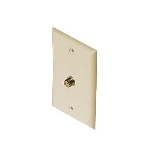 Eagle Wall Plate F-81 Type Ivory Single Coax Cable Video Flush Mount 1 Pack JVI Single F Video Outlet Component Device Connector, Part # CWP101V