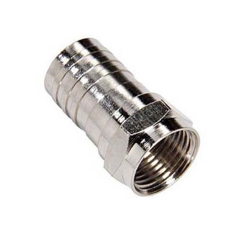 Eagle RG6 F Coax Cable Connector 10 Pack Nickel Crimp-On Hex Satellite TV Antenna Coaxial Video Signal Cable One-Piece Data Connector Plugs for Indoor RG-6