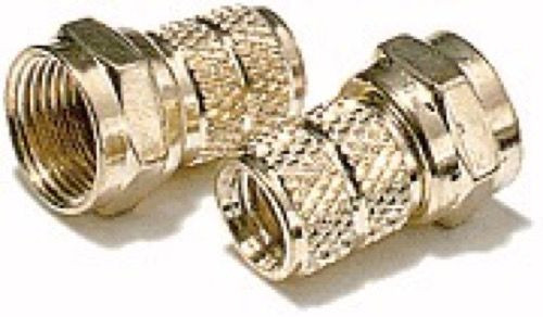 Eagle RG6 Twist-On F Connector Coaxial Tooless 2 Pack Gold 61028 Digital Satellite Dish Antenna TV Signal Coaxial Cable Tool Less Connectors, Easy Hook-Up Component Plugs, Part # M-61028