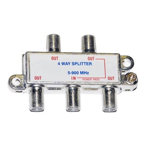 Eagle 4 Way Splitter Video Signal 10 Pack TV Antenna 5-900 MHz with 75 Ohm Coaxial Cable Component Connections, VCR DVD Line Adapter, Part # SPL-4DC