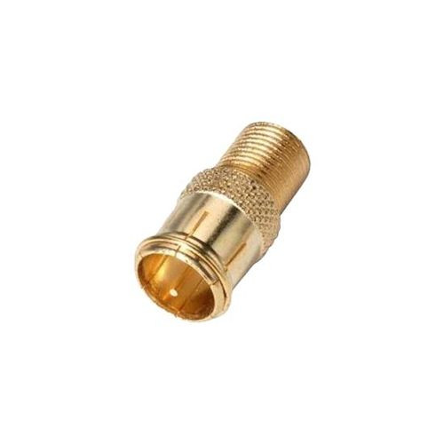 Steren 200-104-25 Gold F-Male to F-Quick Disconnect 25 Pack Female Adapter Coax Cable Connector Push-On Coax F Adapter TV Antenna Digital Video RF Signal Component, Part # 200104-25