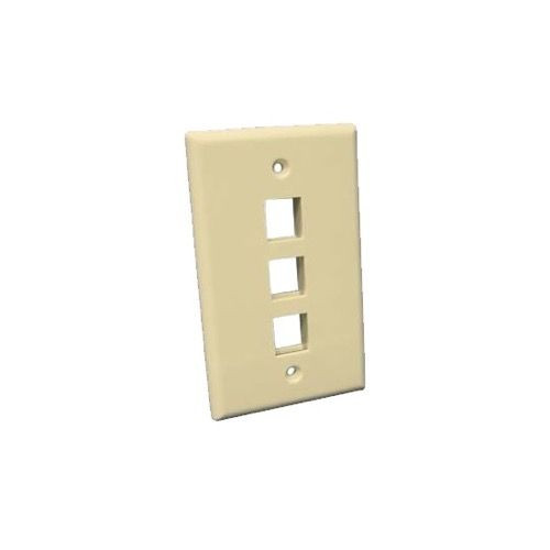 Summit 3 Port Keystone  Wall Plate 3 Hole Jack Ivory Keystone Flush Mount, Easy Audio Video Data Junction Component Snap-In Insert Connection