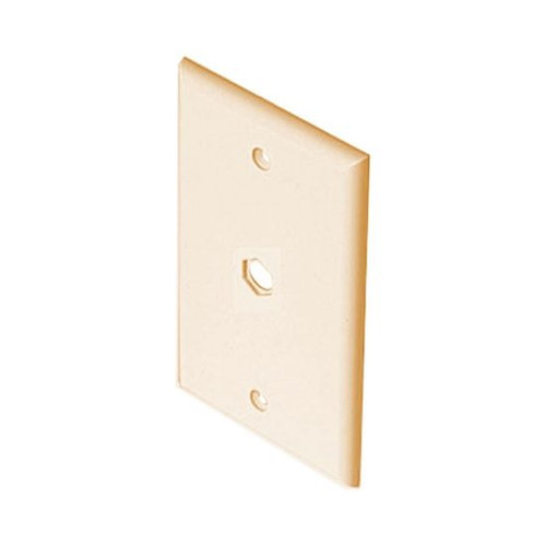 Eagle 1 Socket Hole Wall Plate Ivory Single Gang 3/8 Inch .375 Cut Out F Device Telephone Cable F-81 Coupler Flush Mount Single Plastic Hole Cover