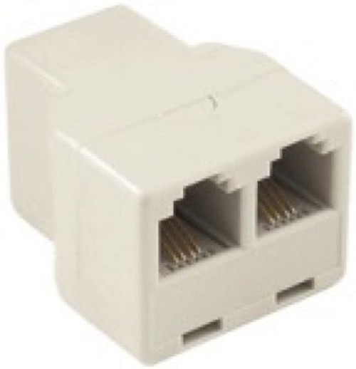 Steren 300-074 2-Way Phone Line Coupler Ivory Modular Tee Telephone In-Line Adapter Splitter Dual Jack Telephone Snap-In Extension Standard Add-On Cord Divider