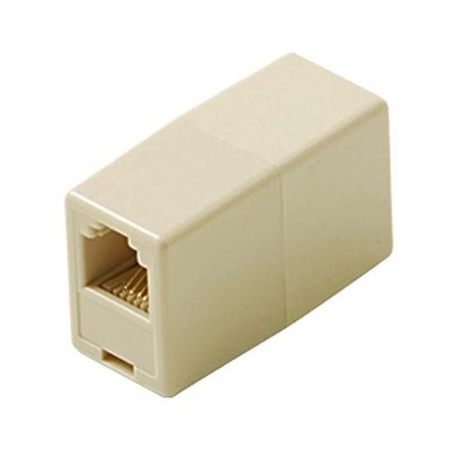 Eagle Phone In-Line Coupler Ivory 4 Conductor Female RJ11 Cord Extension Plug Connection Line Connector Cable Telephone Snap-In