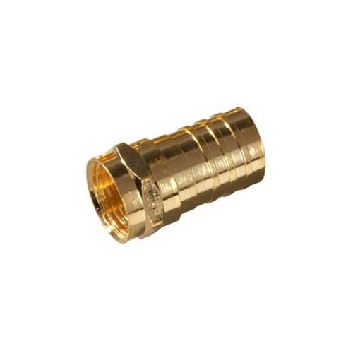 Steren 200-031 F Hex Crimp Connector RG59 Gold Coaxial Video Data Single Pack 1 Pack Crimp-On Gold Plated F-Connector Coax Cable TV Antenna Video Data Plug Connectors