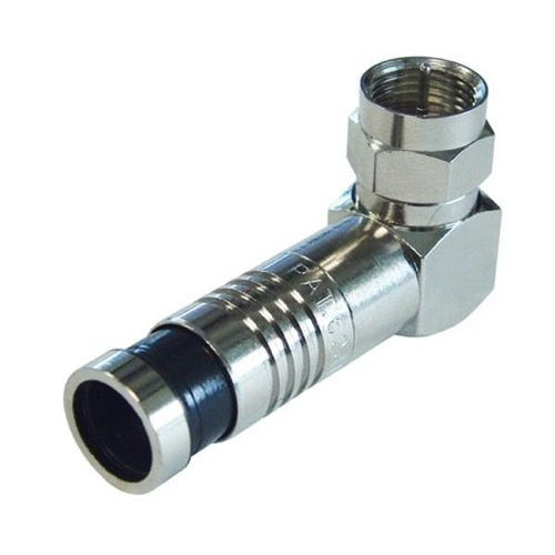 Vanco Right Angle Male Compression F Connector RG-59 Permaseal Coaxial Cable Right Angle F Connector 1 Pack RG59 Perma Seal 90 Degree Coax Snap-In Plugs