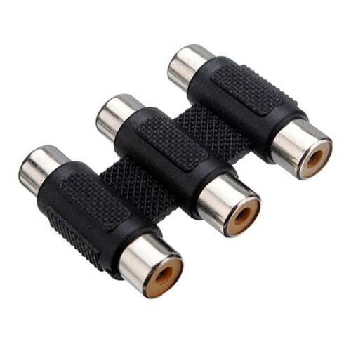 Nippon P-276 Triple RCA Coupler Composite Nickel Female to Female RWY Both Ends Opaque with Black Body In-Line A/V RCA In-Line Barrel Jack Splice 1 Pack Audio Signal Cable Joint Extender Patch Connector