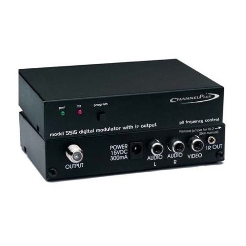 Linear 5515 Video Modulator with IR Control One Channel Single Channel Modulator Signal CATV Off-Air TV Antenna, Gold RCA Connectors, Part # CP5515