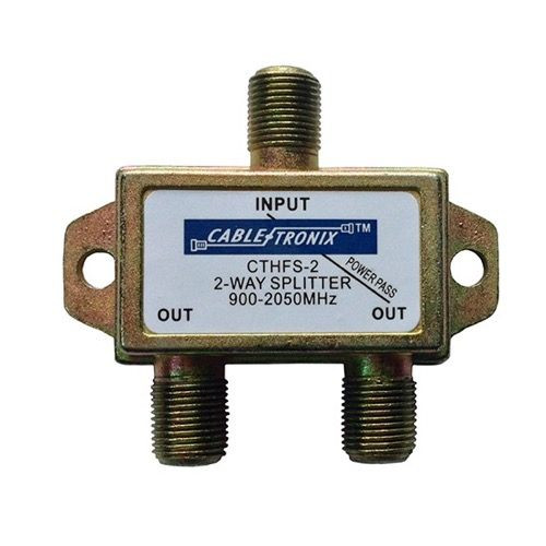 ASKA SSP-21P 2-Way Splitter 2 GHz 900-2050 MHz 1 Port DC Passive Commercial Grade Satellite High Frequency Video Coaxial Cable Digital Receiver TV Antenna Signal Combiner, Part # SSP21P