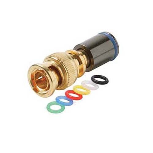 Steren 200-082 Mini RG-59 BNC Compression Connector with 6 Color Bands Permaseal II Gold Plate Coaxial Cable Snap-On Line Plug Adapter, RF Digital Audio Video RG59 Component Connection