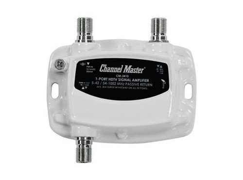 Channel Master CM-3410 Ultra Mini 1 Port Distribution Amplifier 15 dB ultra Mini Drop  Bi-Directional1 GHz Distribution 5 - 42 MHz Return Path 54 - 1000 MHz Forward Cable HDTV 2-Way