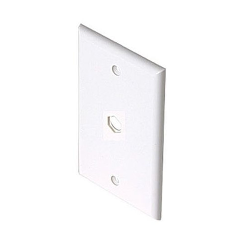 Steren 200-254WH 1 Single Hole Hex Wall Plate White Blank Single Gang Coaxial Pass Through Connector Device Cable Hole 75 Ohm Plug Connector Nylon Flush Mount Cover
