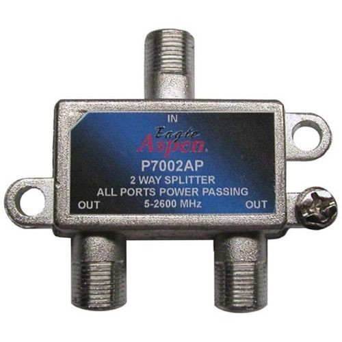 Eagle Aspen P7002AP Satellite 2-Way Splitter 5-2600 MHz 2 GHz All Port DC Power Passing Low and High Frequency Off-Air Signal UHF/VHF CATV Video Splitter, Part # P-7002AP