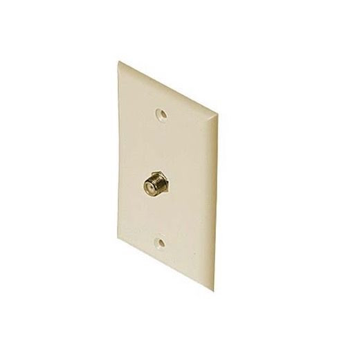 Steren 200-251IV F-Wall  Plate Ivory Video Cable 75 Ohm Jack Gold F-81 Coaxial Connector TV Video Digital Antenna Satellite Single Port Flush Mount Outlet Cover Plug, Part # 200251-IV