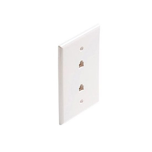 Leviton C2676 White Dual Phone Jack Wall Plate 6P6C Double RJ12 Modular 6 Wire Conductor RJ-12 2 Port Decora Duplex Flush Mount Modular Double Data Line Twin Outlet Plug Jack Cover, Part # C2676W