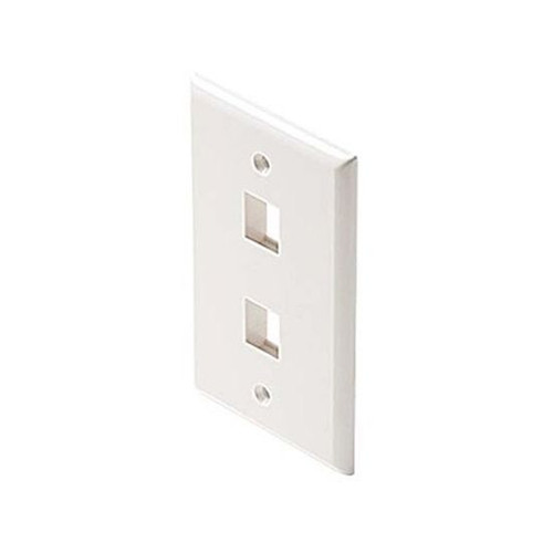 Eagle Two Port Keystone Wall Plate White 2 Cavity Single Gang Flush Mount Audio Video Single Gang QuickPort Easy Audio Video Data Junction Snap-In Insert Connection