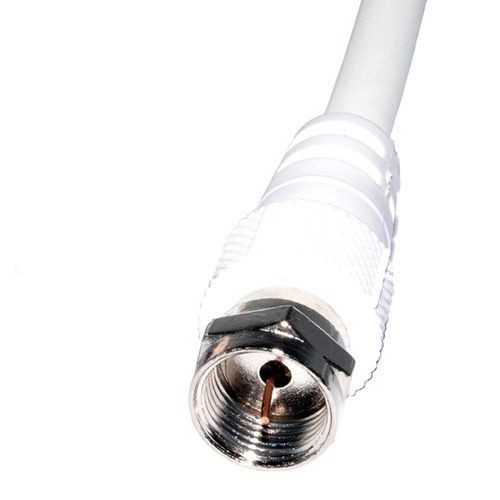 Eagle 50' FT RG59 Coaxial Cable White With F Connector Each End Coaxial Cable with Molded Ends Jumper Audio Video Signal Component Shielded TV, Part # M-61209