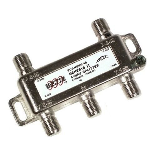 Channel Master 3214 4 Way Digital Splitter 1 GHz Genesys II PCT-NGNII-4S Video Signal Horizontal Drop Solder Back Splitter -130 dB RFI UHF / VHF Video TV Antenna Coax Cable, 5-1000 MHz, Part # PCT-NGNII4S