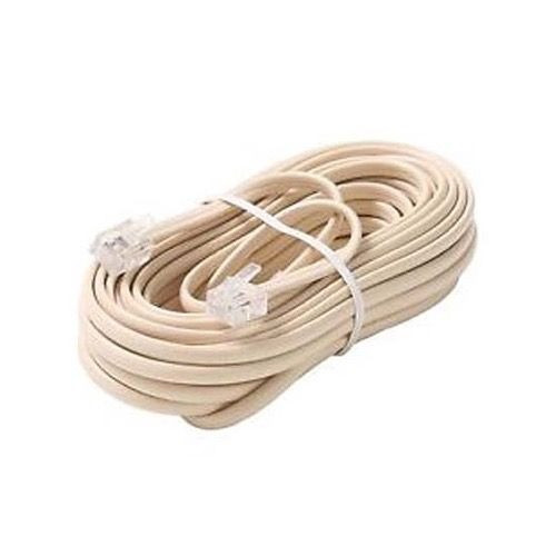 Steren 304-015IV 15' FT Telephone Line Cord Ivory 4-Wire Conductor with RJ11 Plug Each End Flat Cord Cable 6P4C RJ-11 Phone Cord Cross-Wired for VoIP Cable Line Connector, Part # 304015-IV