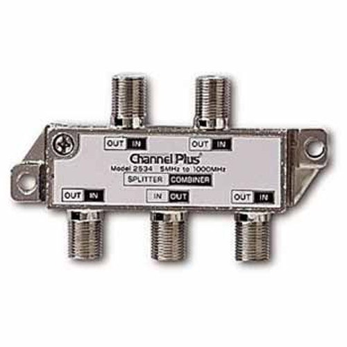 Linear 2534 Splitter Combiner 4-Way 1 GHz Video Signal Bi-Directional Coaxial DC Block Coax Cable Splitter UHF / VHF TV Antenna Combiner, 5-1000 MHz, Part # 2534