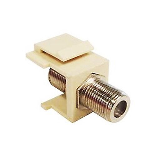 Eagle F Keystone Jack Insert Coupler 3 GHz Ivory Connector Female to Female Modular RG59 RG6 Channel Master High Frequency F-81 Jack Snap-In QuickPort 75 Ohm TV, Part # AF813GSI