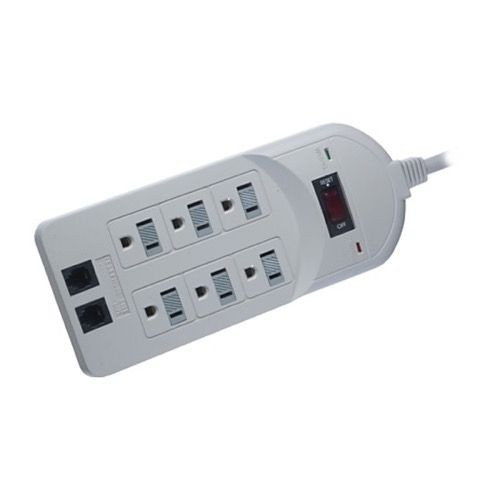 Eagle 6-Outlet Surge Protector 210 Joules with Telephone Fax Modem Power Suppressor 6' Ft Cord AC UL Listed Power Protector with LED Surge and Wiring Indicator Lights, On/Off Power Switch