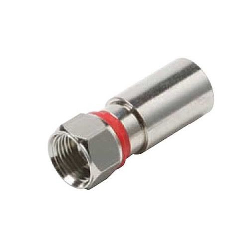 Steren 200-004 RG59 Compression Connector Coaxial Cable Perma Seal Weatherproof Design Nickel Plated Red Band 1 Single Pack Coax RG-59 PermaSeal F Connector, Part # 200004