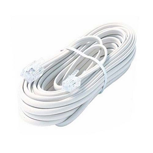 Eagle 7 FT Telephone Cord White RJ11 Plug Each End 4 Conductor Flat Modular White 4-Conductor Line Flat Phone 6P4C Phone Cord Cross-Wired for VoIP Cable Line Connector